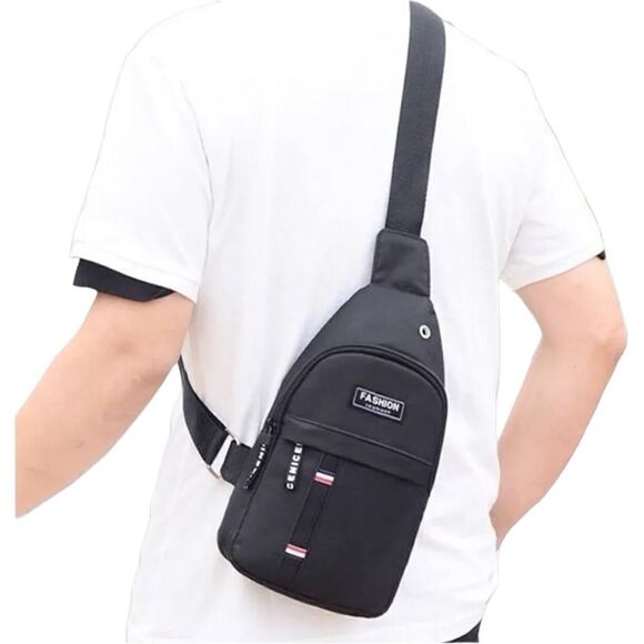 NEW Black Crossbody Chest Shoulder Sling Bag - Picture 3 of 11